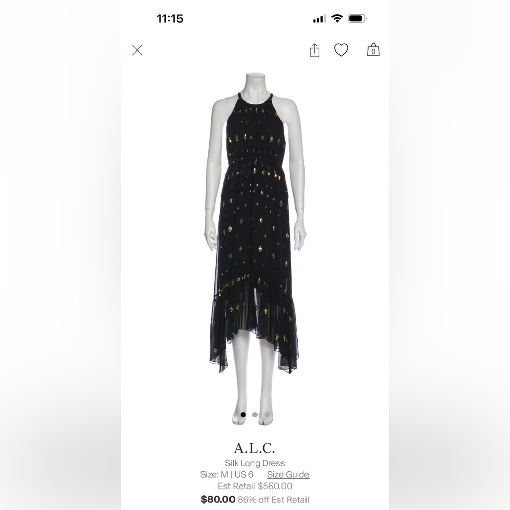 A.L.C. Gorgeous Black Dress Size 6